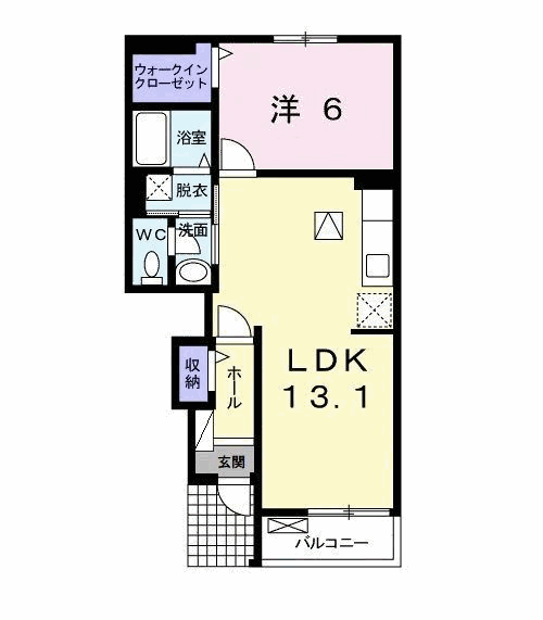 ジュネス ド アイサ(1LDK/1階)の間取り写真