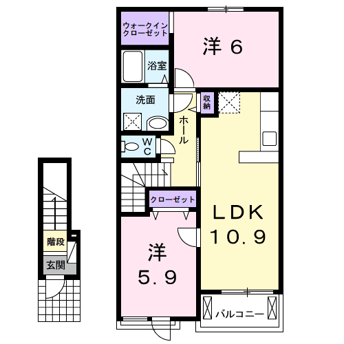 フレッサ(2LDK/2階)の間取り写真