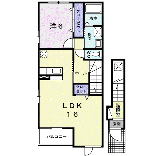 ハーモニーA(1LDK/2階)の間取り写真