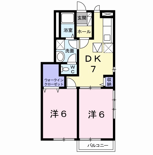 サンパティーク(2DK/1階)の間取り写真