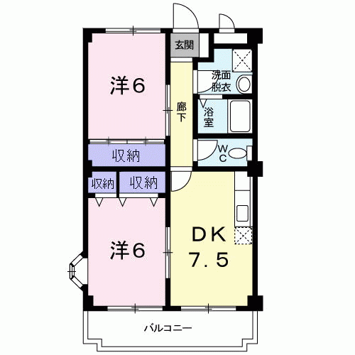 イーストサイド63(2DK/4階)の間取り写真