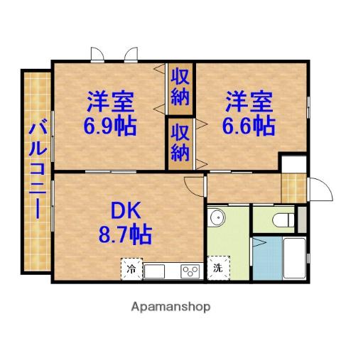 クレール(2DK/1階)の間取り写真