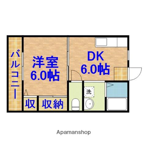 セキアパート(1DK/2階)の間取り写真