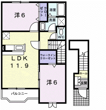 セイバリーⅡ(2LDK/2階)の間取り写真