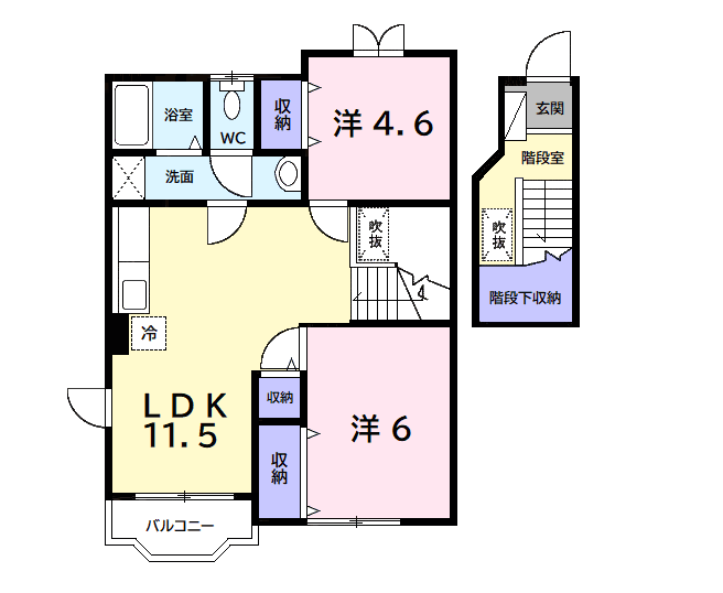 マリンガ(2LDK/2階)の間取り写真