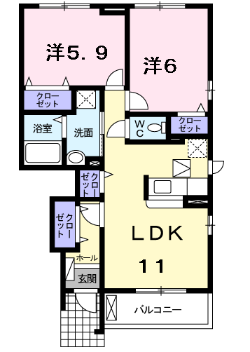 フォレストⅦ(2LDK/1階)の間取り写真