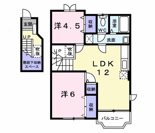 バレンシアA(2LDK/2階)の間取り写真