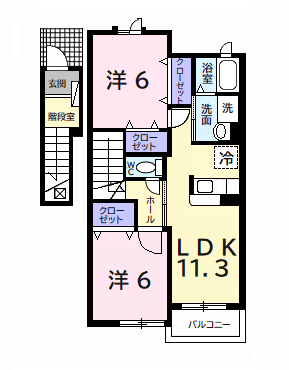 ブライド・ハウスA(2LDK/2階)の間取り写真