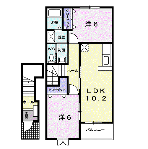 ファミリアⅠ(2LDK/2階)の間取り写真