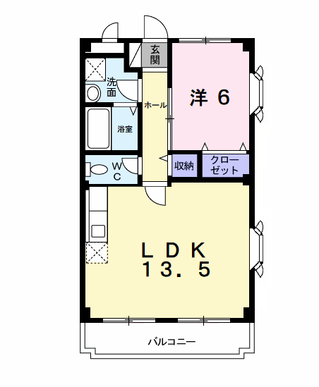 ピュアハイツ(1LDK/4階)の間取り写真