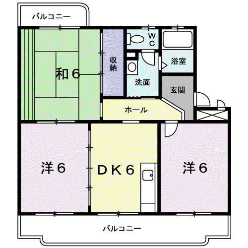 クレセントフジ B(3DK/2階)の間取り写真