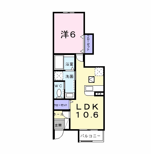グリーン コートC(1LDK/1階)の間取り写真
