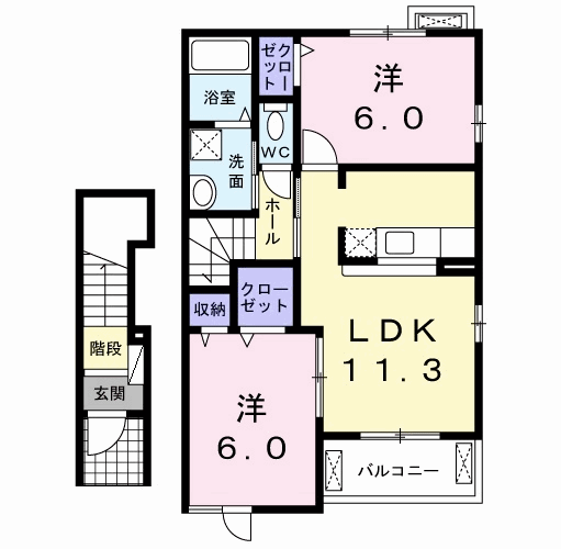 クラモンテラート(2LDK/2階)の間取り写真