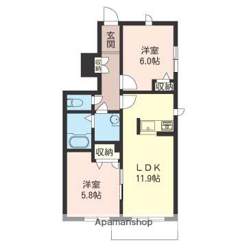アルフィアスⅠ(2LDK/1階)の間取り写真