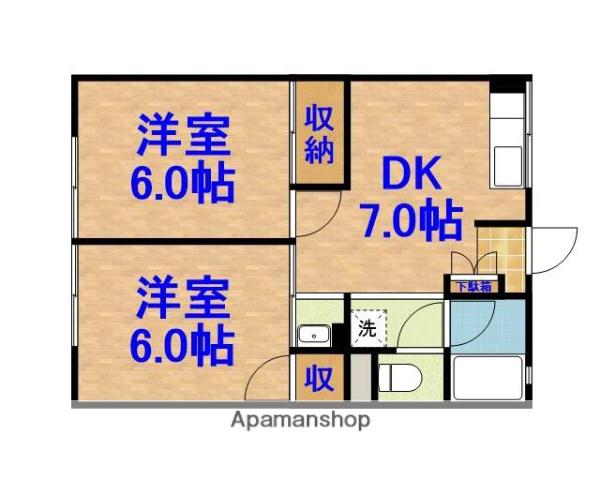 シティハイム オシビ(2DK/2階)の間取り写真