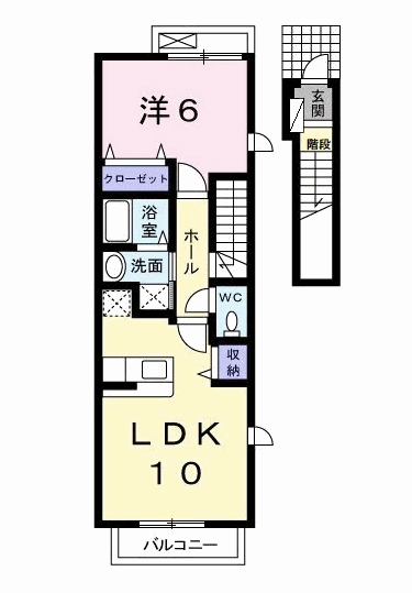 レインボーレジデンスA(1LDK/2階)の間取り写真