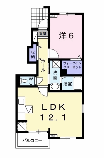 ヴァイオレット ハーモニー(1LDK/1階)の間取り写真