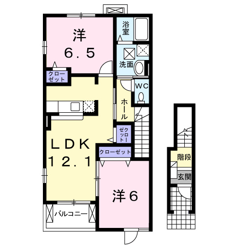 サングレイスⅠ(2LDK/2階)の間取り写真