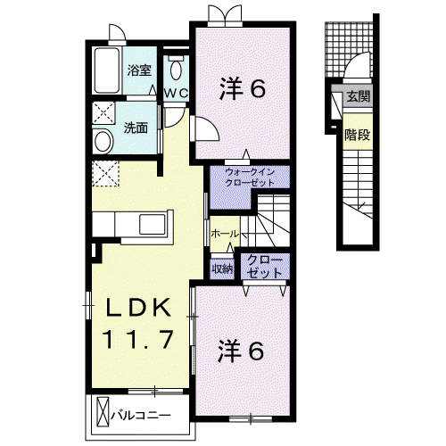 パシフィックコーストⅢ(2LDK/2階)の間取り写真