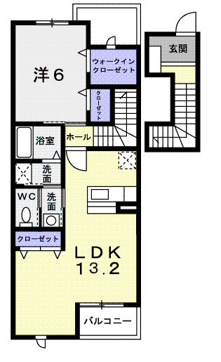 ジャックパレスC(1LDK/2階)の間取り写真