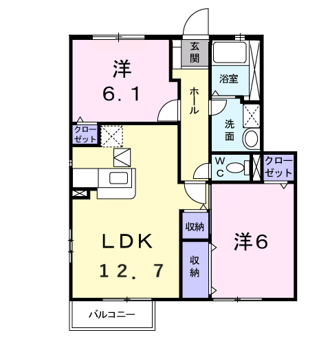 グランパレス Ⅲ(2LDK/1階)の間取り写真