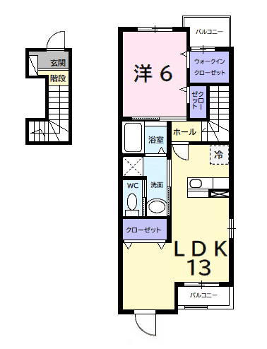 サンリット パレス(1LDK/2階)の間取り写真