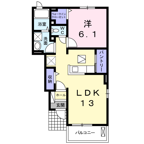 サニーコートⅣ(1LDK/1階)の間取り写真