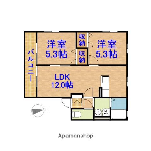 ハーモニー(2LDK/1階)の間取り写真