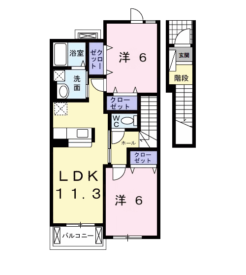 ウィル プランドール(1LDK/2階)の間取り写真