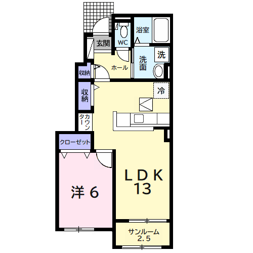 メゾン・ド・カンパーニュ C(1LDK/1階)の間取り写真