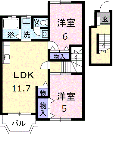 サンパセオみずほA(2LDK/2階)の間取り写真