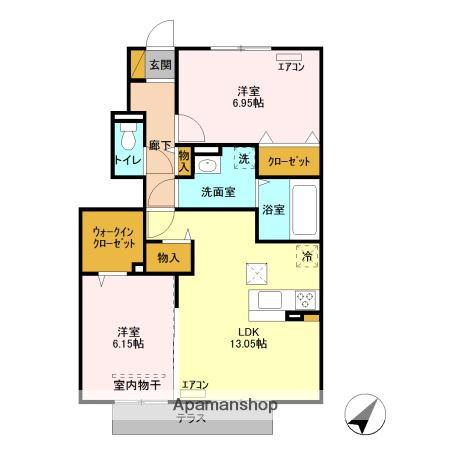 月うさぎ弐(2LDK/1階)の間取り写真