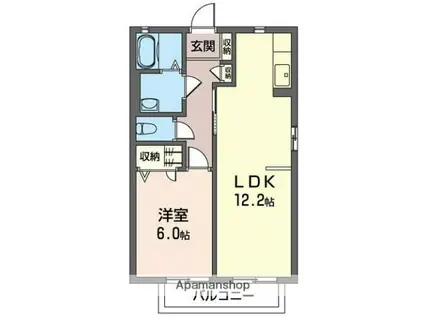 グリーンハイツ利弐番館(1LDK/2階)の間取り写真