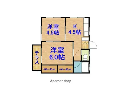 パルトネール東郷(2K/1階)の間取り写真