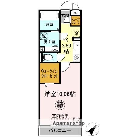 内房線 五井駅 徒歩2分 3階建 築9年(1K/3階)の間取り写真