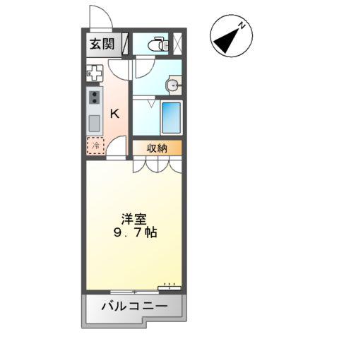 シティルミナスⅦ(1K/1階)の間取り写真