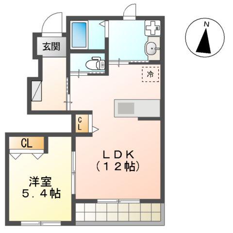 CALME BONHEUR1(1LDK/1階)の間取り写真