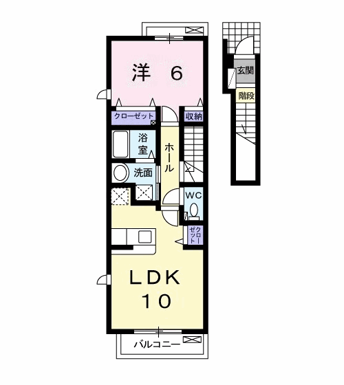 アルカンシェル市原 C(1LDK/2階)の間取り写真