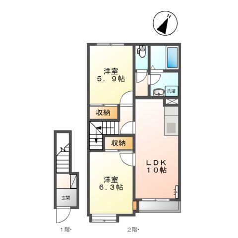 フェルマータ(2LDK/2階)の間取り写真