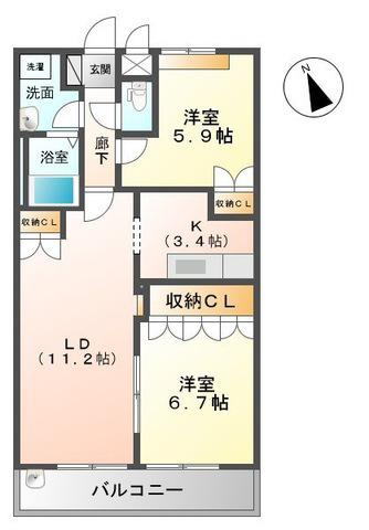 フォレストヴィラⅡ(2LDK/1階)の間取り写真