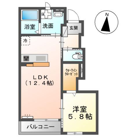 メゾンレイア(1LDK/1階)の間取り写真