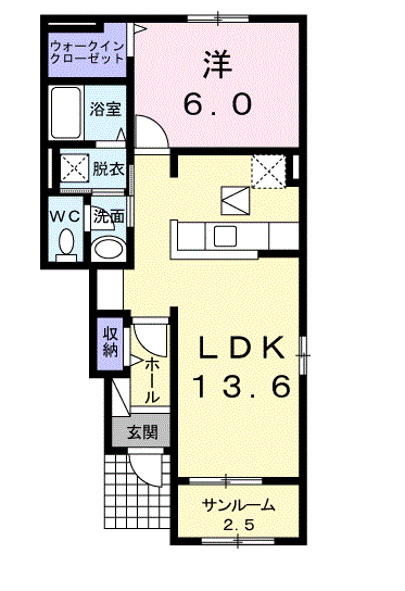 ラ メール デ ゼトワールⅡ(1LDK/1階)の間取り写真