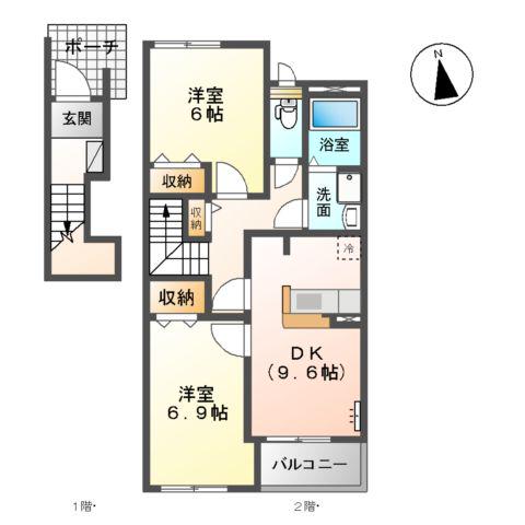 SOCIO FAMILIA(2DK/2階)の間取り写真