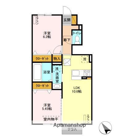 プルミエールC棟(2LDK/1階)の間取り写真