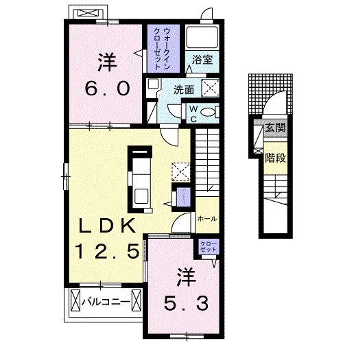 メゾンハーモニーⅢ(2LDK/2階)の間取り写真