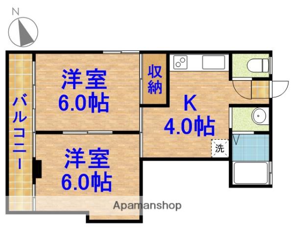 K-FLAT川戸(2K/2階)の間取り写真