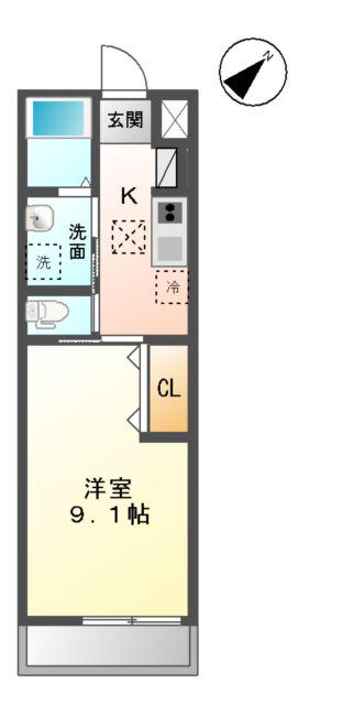 ブルーム(1K/1階)の間取り写真