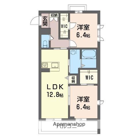 クレ・ドゥ・ボヌール(2LDK/3階)の間取り写真
