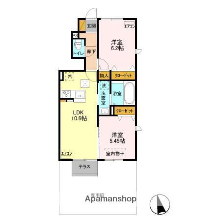 オーフィング(2LDK/1階)の間取り写真