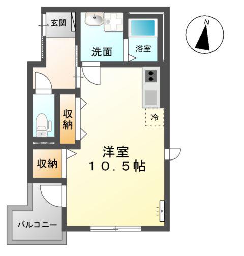 メゾン・ド・エーグル(ワンルーム/2階)の間取り写真